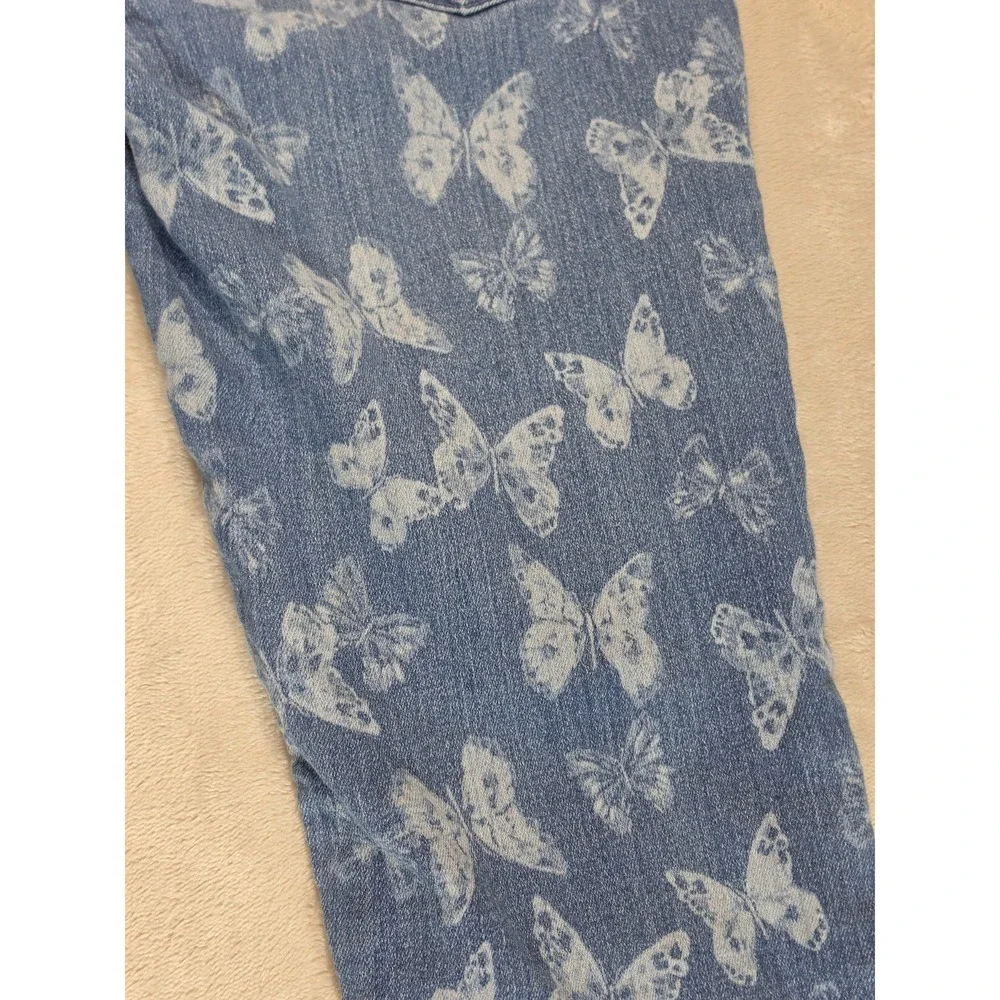 Gymboree Girls Size 10 Butterfly Jeans Blue Stretch Denim Skinny Y2K Cottagecore